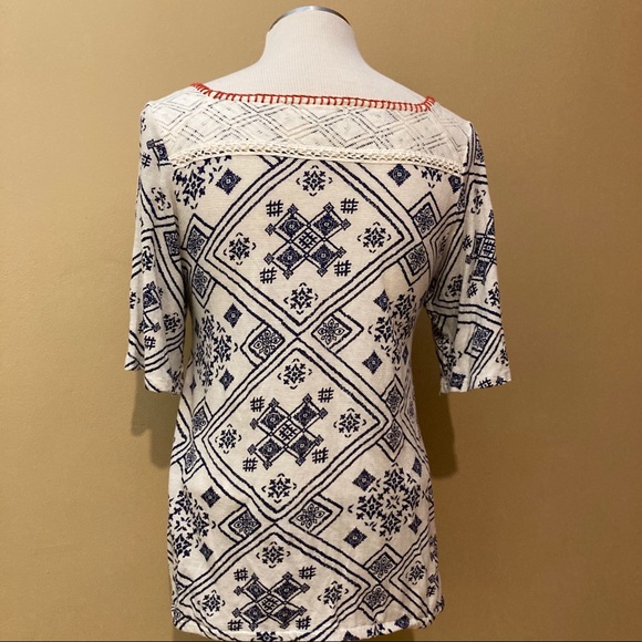 LUCKY BRAND navy, white, + orange top - Picture 3 of 5